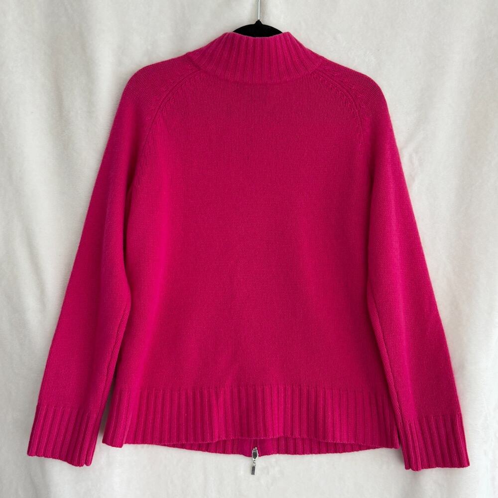 Lord & Taylor Cashmere Cardigan Sweater Large Pink Zip Front Luxury Loud Money - Picture 4 of 8